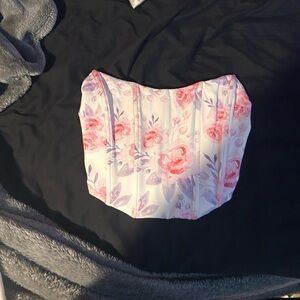 White Fox Boutique Floral Crop Top - Pink and Purple